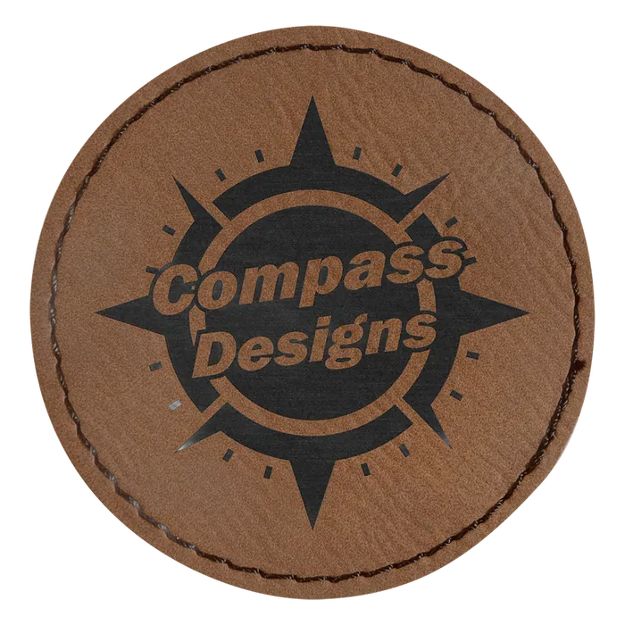 Dark Brown Laserable Leatherette Round Patch with Kota Pro Adhesive, Style PTH355