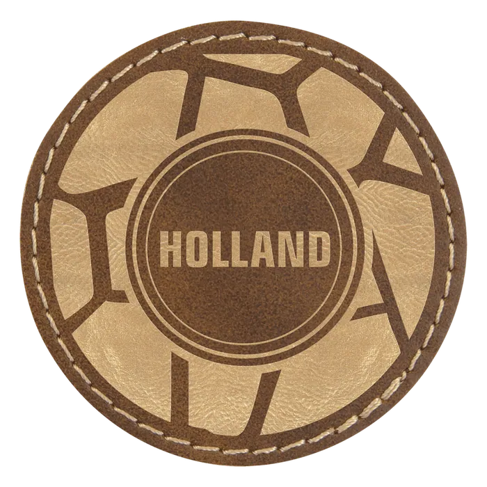 Rustic/Gold Laserable Leatherette Round Patch with Kota Pro Adhesive, Style PTH360