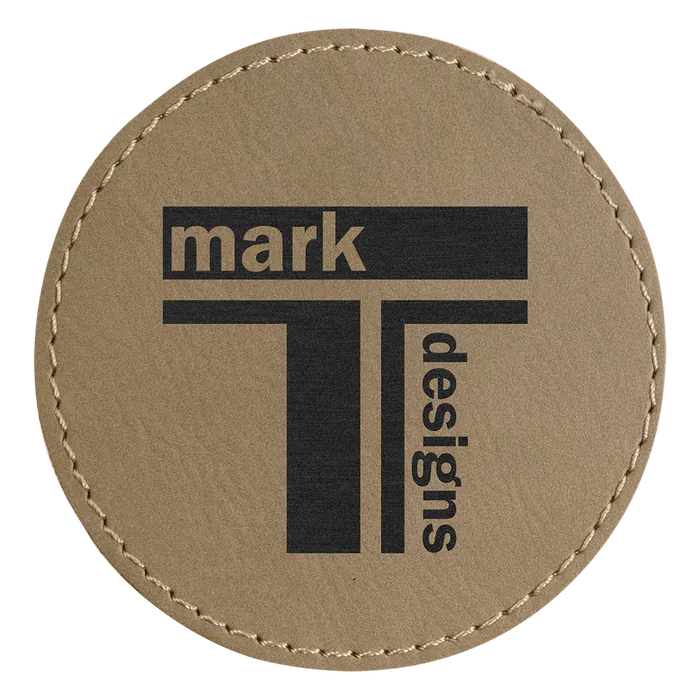 3" Light Brown Round Leatherette Patch with Adhesive