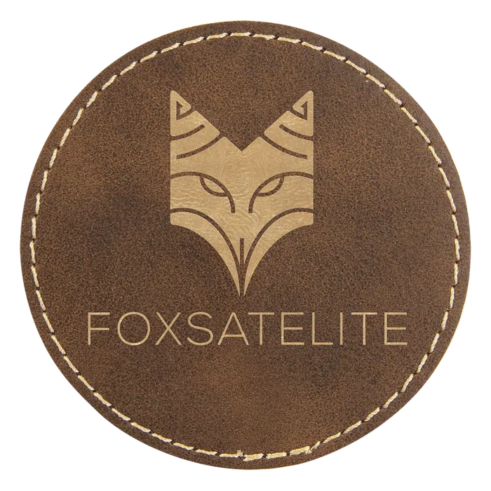 Round Rustic/Gold Laserable Leatherette Patch with Adhesive, 3" Round