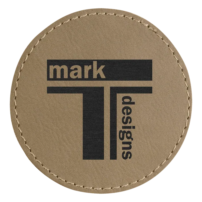 Light Brown Laserable Leatherette Round Patch with Kota Pro Adhesive, Style PTH451