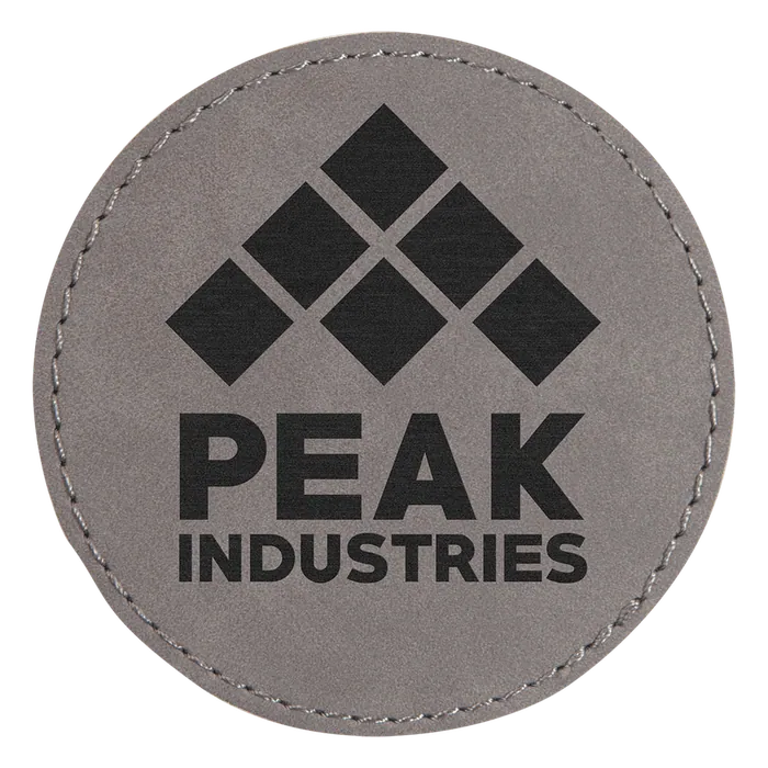 Gray Laserable Leatherette Round Patch with Kota Pro Adhesive, Style PTH454