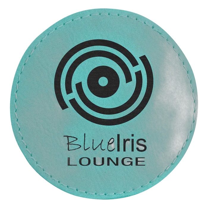 Teal Laserable Leatherette Round Patch with Kota Pro Adhesive, Style PTH458