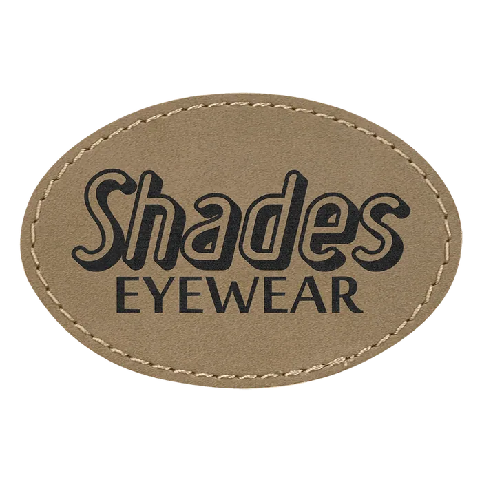 3" x 2" Light Brown Oval Leatherette Patch with Adhesive
