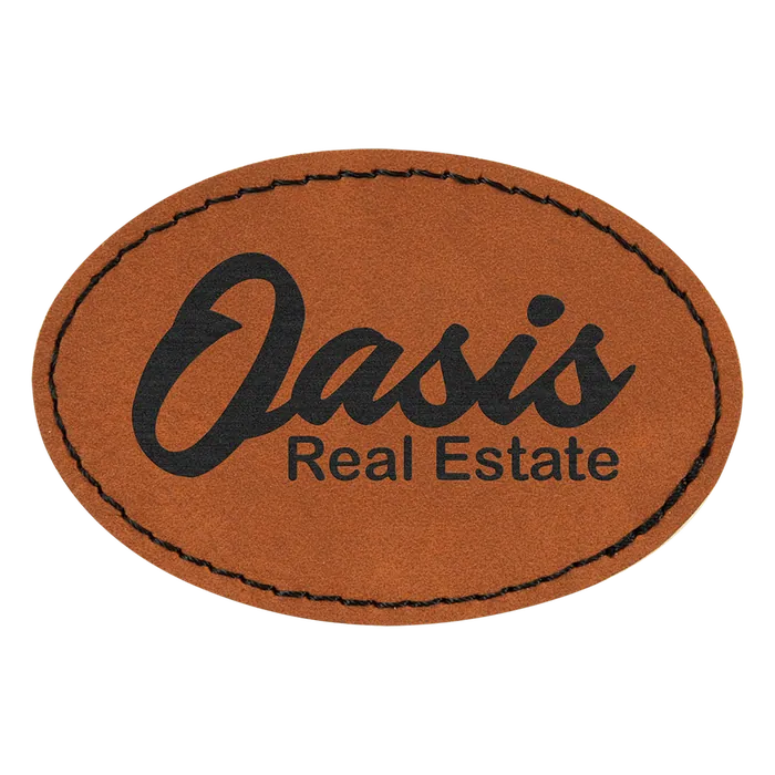 3" x 2" Rawhide Oval Leatherette Patch with Adhesive