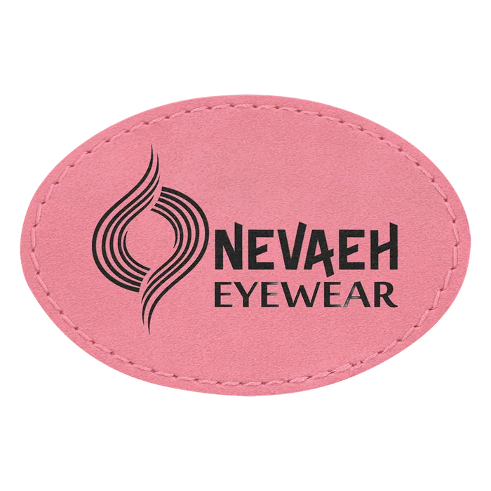 Oval Pink Laserable Leatherette Patch with Adhesive, 3" x 2"