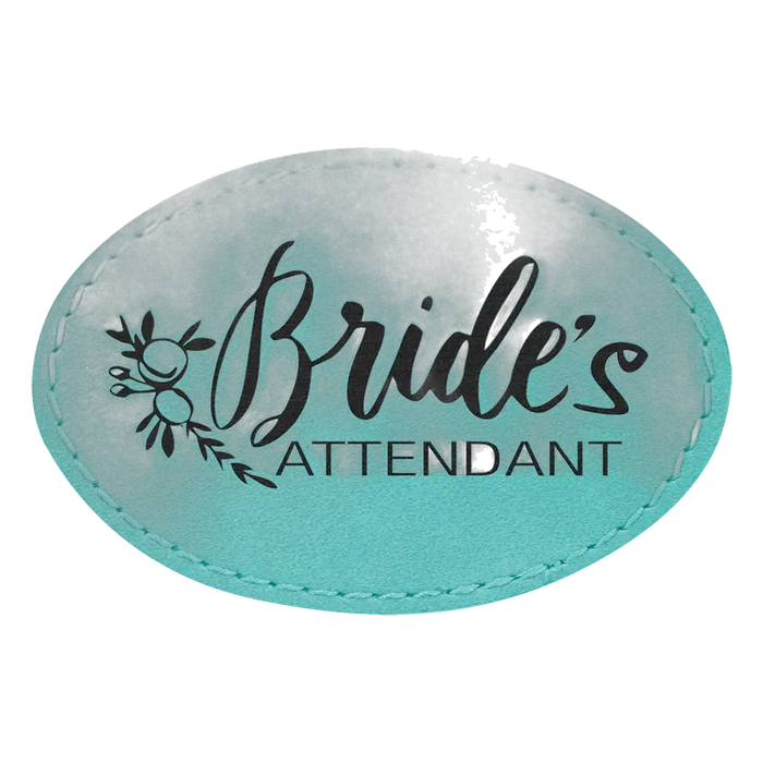 Oval Teal Laserable Leatherette Patch with Adhesive, 3" x 2"