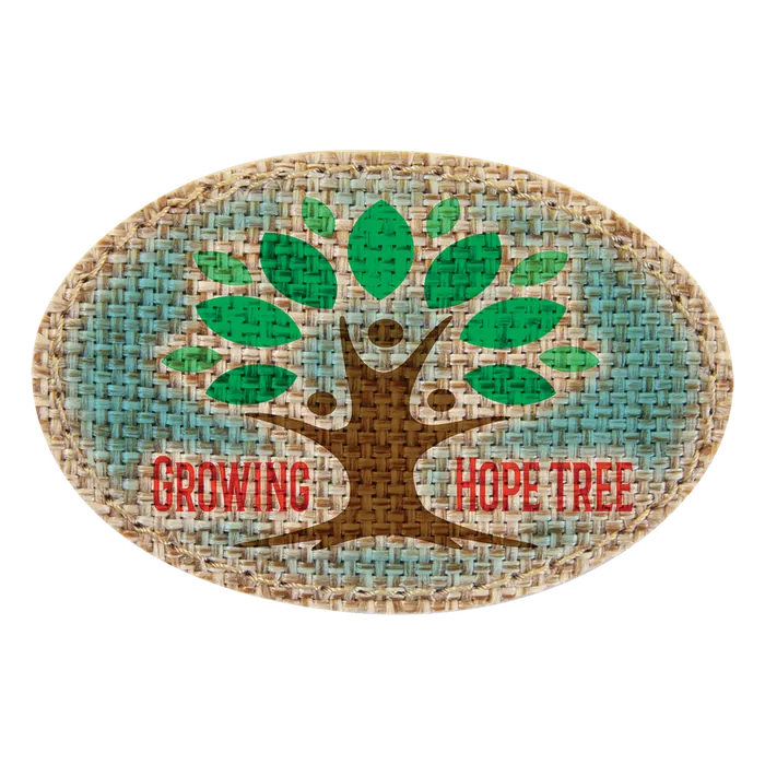 Oval Burlap Sublimatable Patch with Adhesive, 3"x 2"