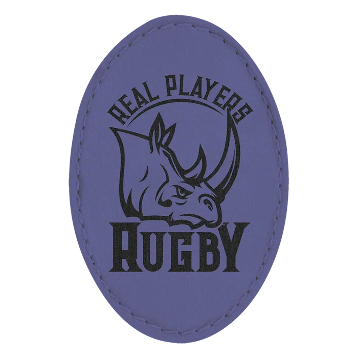 Purple Leatherette Oval Patch, 3" x 2"