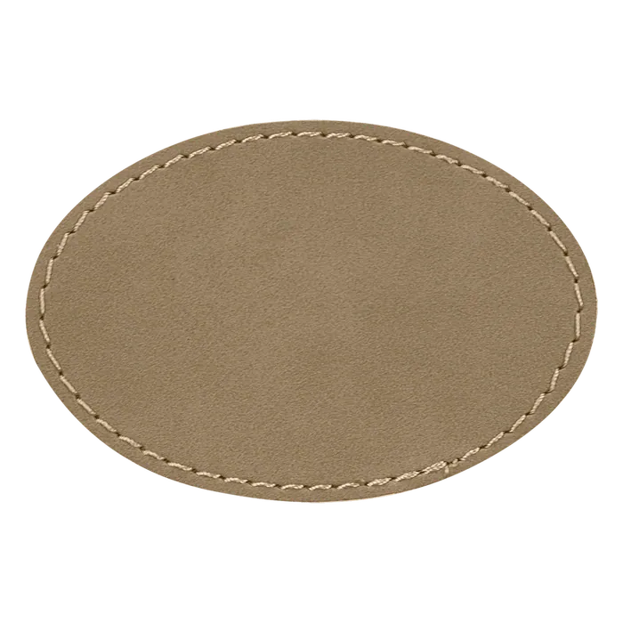 Brown Laserable Leatherette Oval Patch with Kota Pro Adhesive, Style PTH551