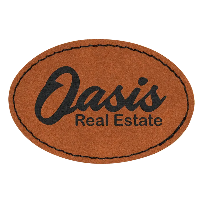 Rawhide Laserable Leatherette Oval Patch with Kota Pro Adhesive, Style PTH552