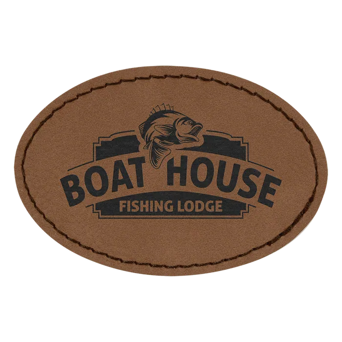 Brown Laserable Leatherette Oval Patch with Kota Pro Adhesive, Style PTH555