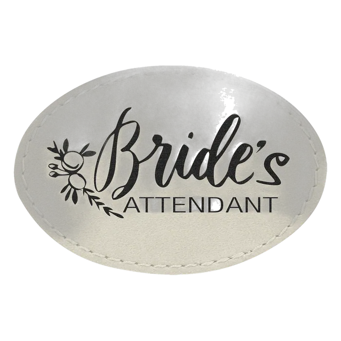 White Laserable Leatherette Oval Patch with Kota Pro Adhesive, Style PTH563