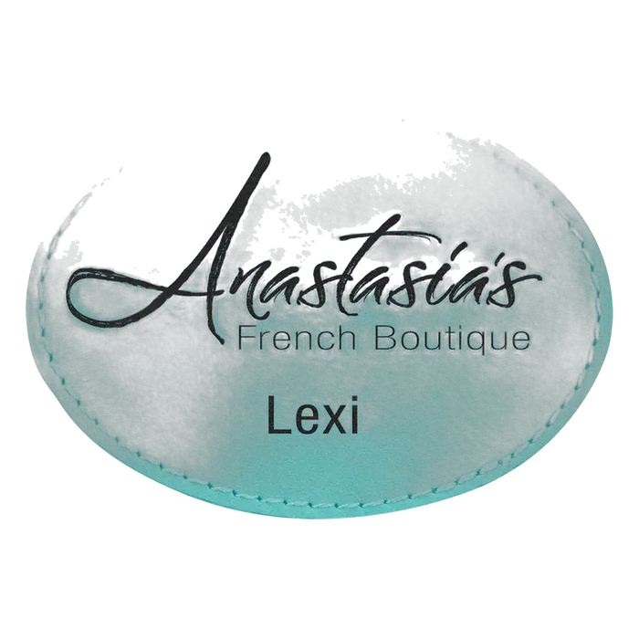 Oval Teal Laserable Leatherette Patch with Adhesive, 3 1/2" x 2 1/2"