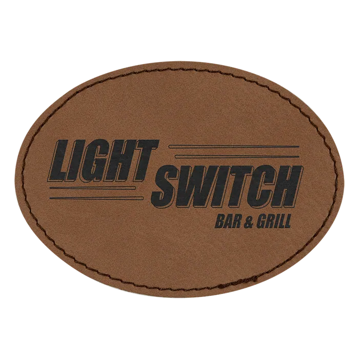 Dark Brown Laserable Leatherette Oval Patch with Kota Pro Adhesive
