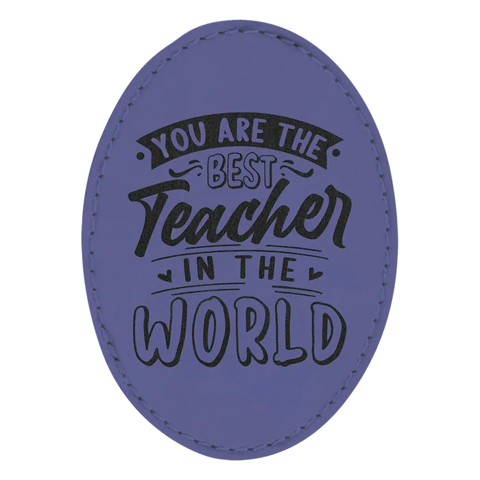 Purple Laserable Leatherette Oval Patch with Kota Pro Adhesive, Style PTH664