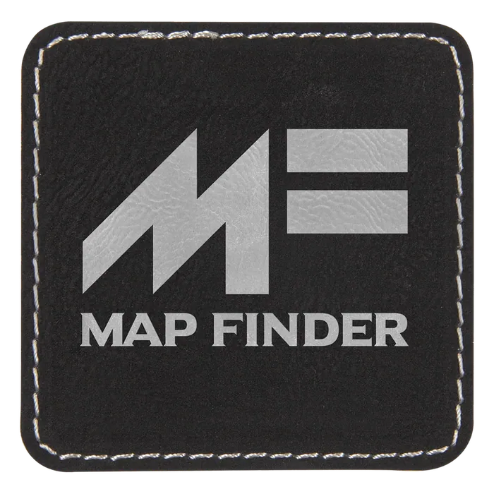 2 1/2" x 2 1/2" Black/Silver Square Leatherette Patch with Adhesive