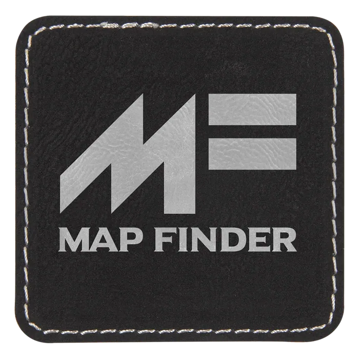 Black/Silver Laserable Leatherette Square Patch with Kota Pro Adhesive, Style PTH753