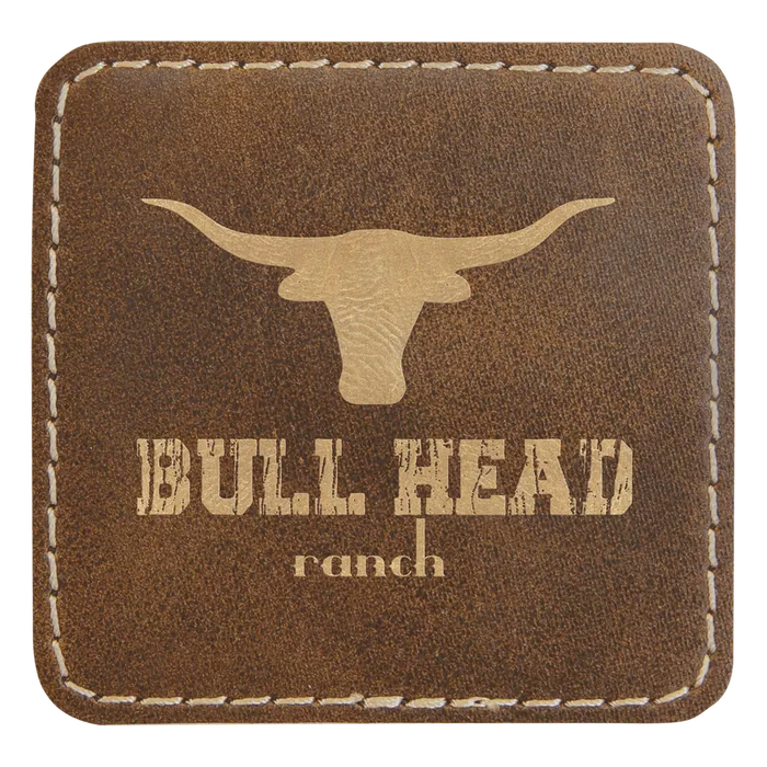 Rustic/Gold Laserable Leatherette Square Patch with Kota Pro Adhesive, Style PTH760