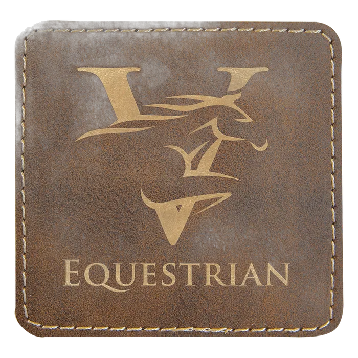 Square Rustic/Gold Laserable Leatherette Patch with Adhesive, 3" x 3"