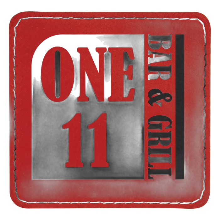 Square Red Laserable Leatherette Patch with Adhesive, 3" x 3"