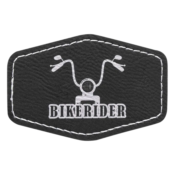Black/Silver Laserable Leatherette Patch with Kota Pro Adhesive