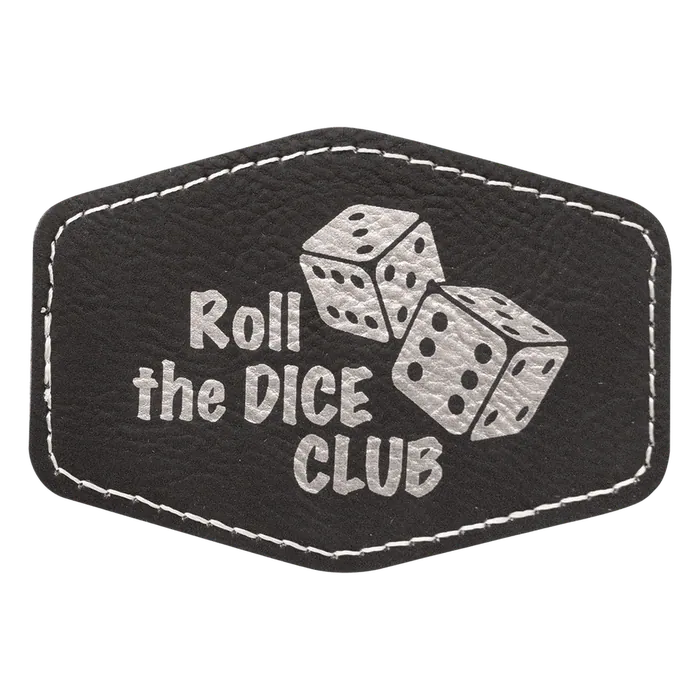 Black/Silver Laserable Leatherette Hex Patch with Kota Pro Adhesive