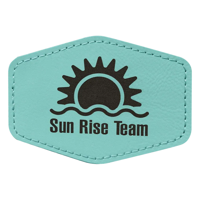 Teal Laserable Leatherette Hex Patch with Kota Pro Adhesive, Style PTH958