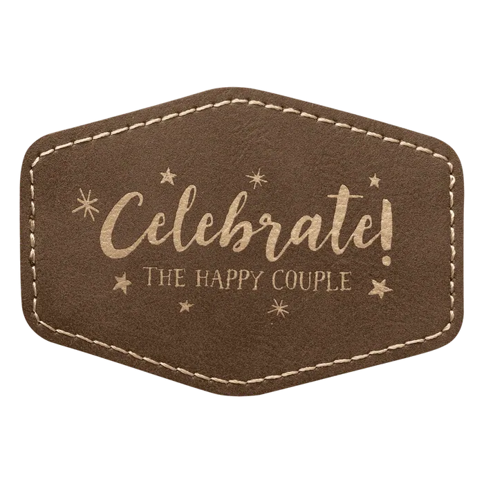 Rustic/Gold Laserable Leatherette Hex Patch with Kota Pro Adhesive, Style PTH960