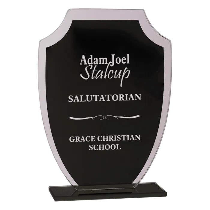 Large Black Shield Reflection Glass Award