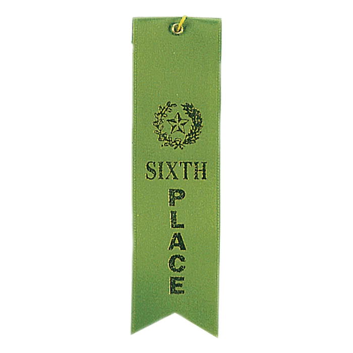 6th Place Carded Ribbon with String