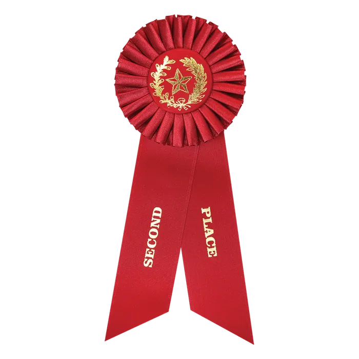 Red 2nd Place Rosette Ribbon