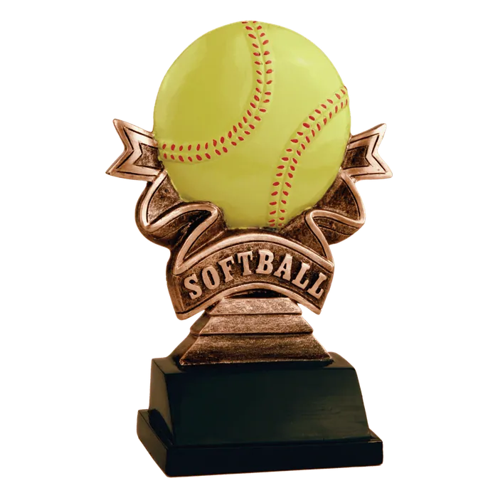 Softball Ribbon Resin-5 1/2"