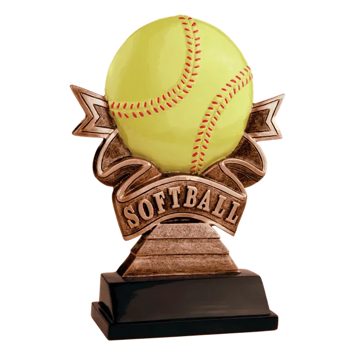 Softball Ribbon Resin-7"