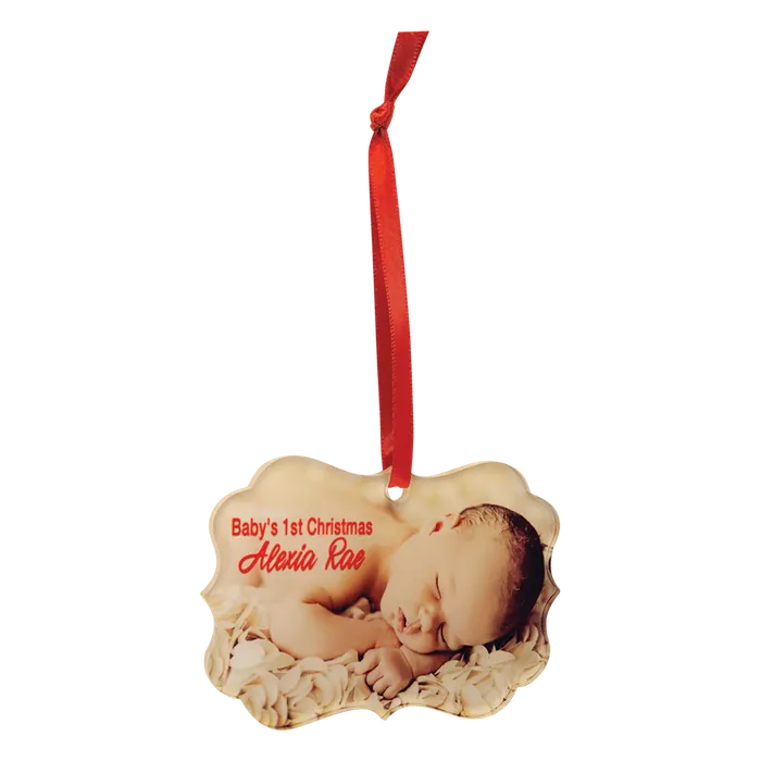 Benelux Acrylic Full Color Ornament with Red Ribbon