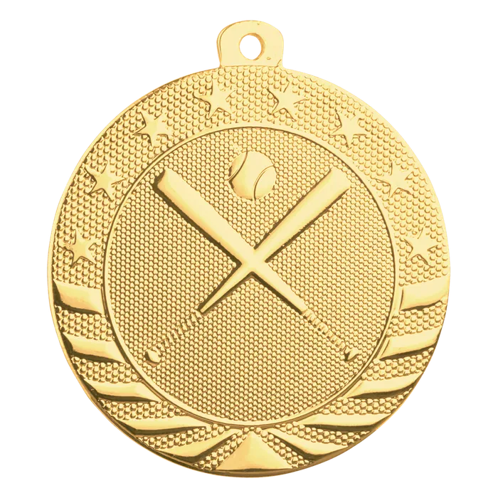Baseball/Softball Starbrite Medal-Gold, 2"