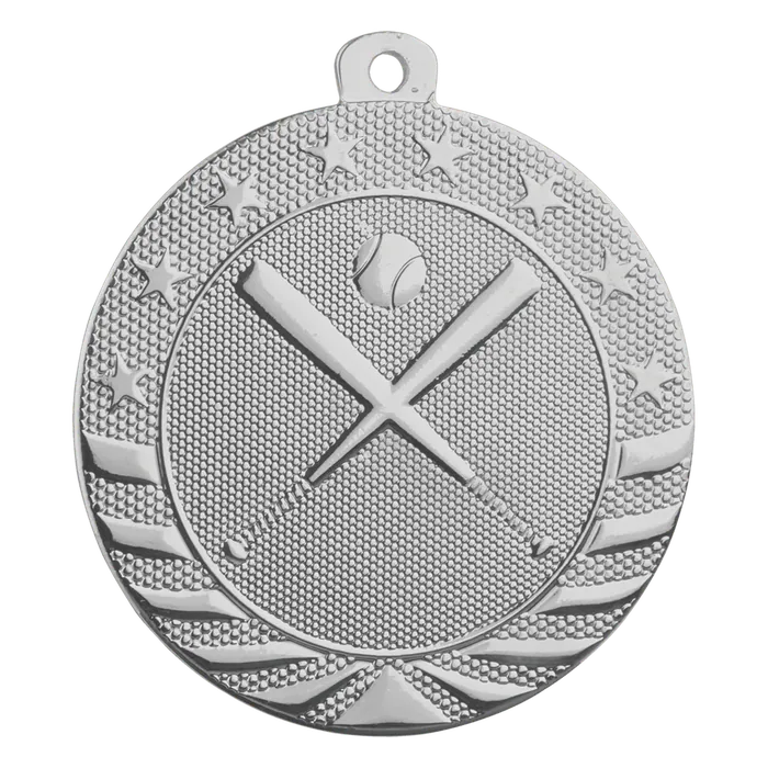 Baseball/Softball Starbrite Medal-Silver, 2"