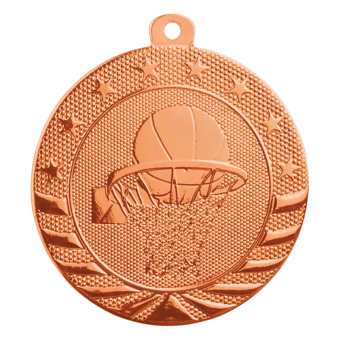 Basketball Starbrite Medal-Bronze, 2"