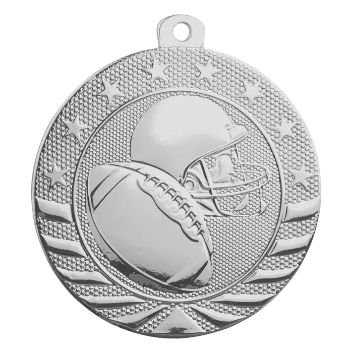 Football Starbrite Medal-Silver, 2", Style SB155S