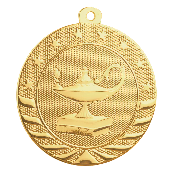 Lamp of Knowledge Starbrite Medal-Gold, 2"