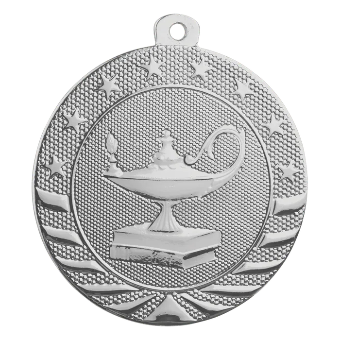 Lamp of Knowledge Starbrite Medal-Silver, 2", Style SB156S
