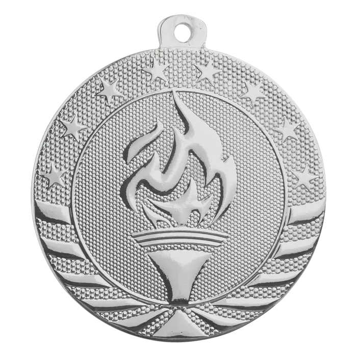 Torch Starbrite Medal-Silver, 2"
