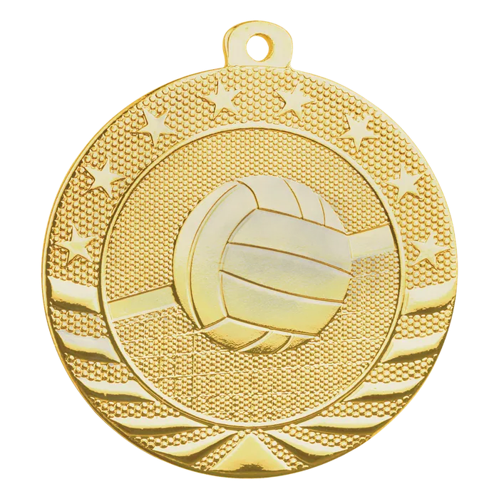Volleyball Starbrite Medal-Gold, 2"