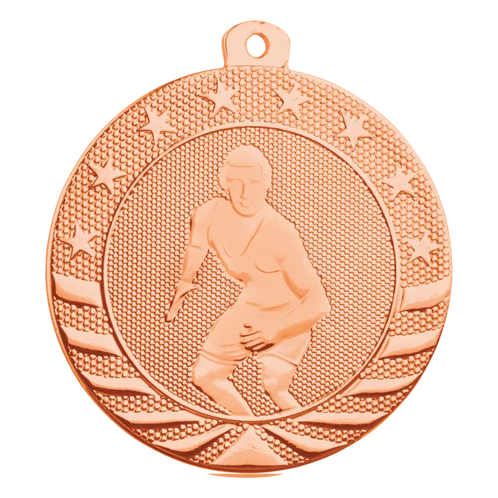 Male Wrestling Starbrite Medal-Bronze, 2"
