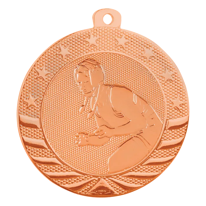 Female Wrestling Starbrite Medal-Bronze, 2"