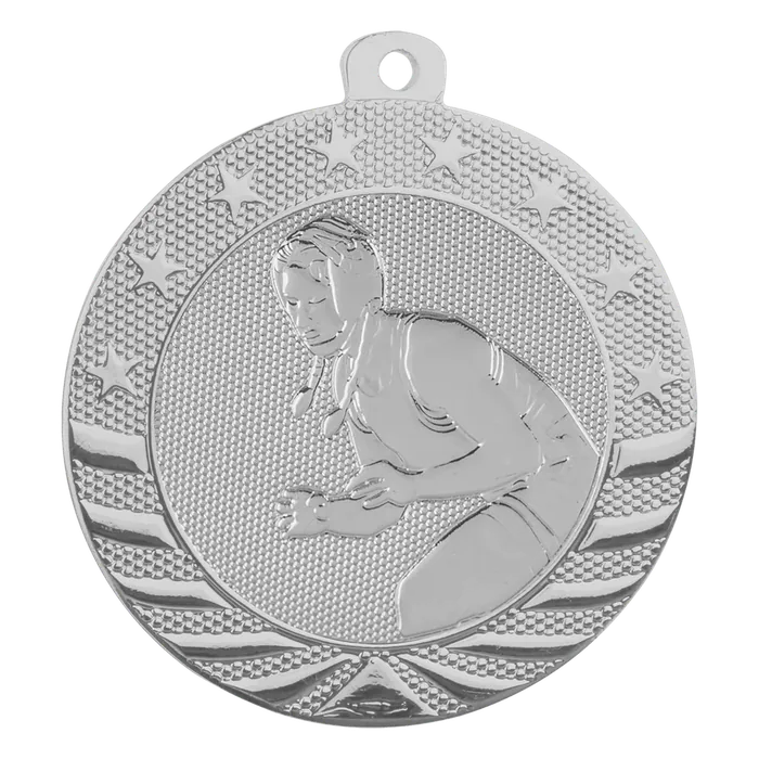 Female Wrestling Starbrite Medal-Silver, 2"