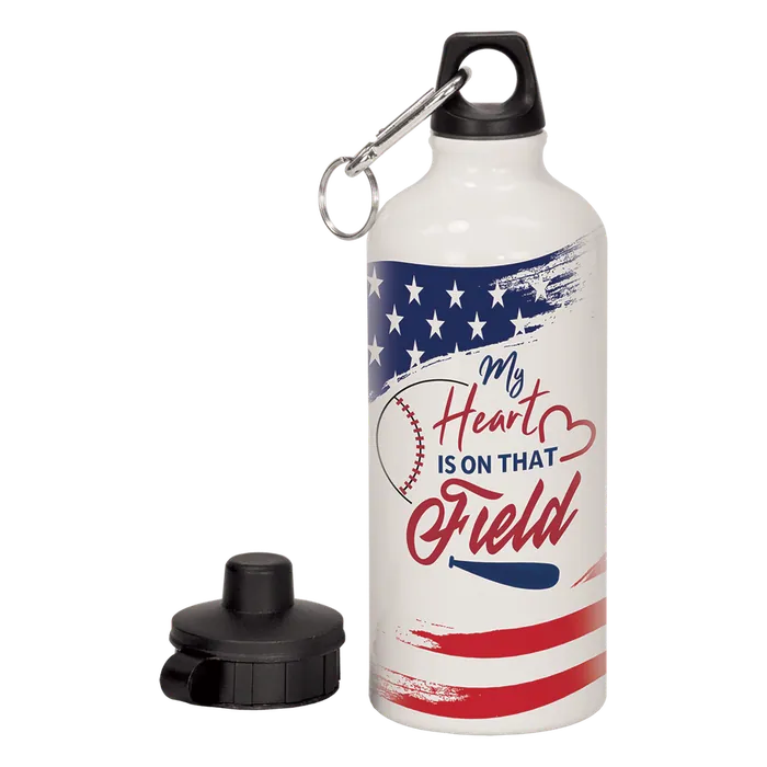 20 oz. Aluminum Water Bottle with 2 Lids and Carabiner