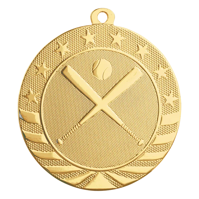 Baseball/Softball Starbrite Medal-Gold, 2 3/4"