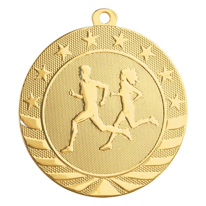 Cross Country Starbrite Medal-Gold, 2 3/4"
