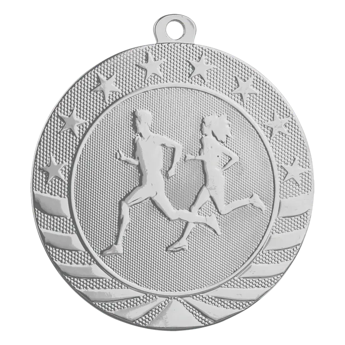Cross Country Starbrite Medal-Silver, 2 3/4"